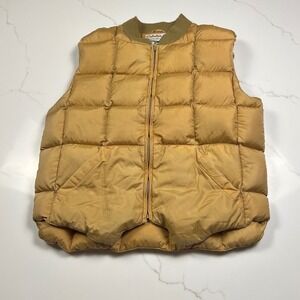 70s Cabela's Puffer Vest Mens Tan Quilted Premier Northern Goose Down Vintage